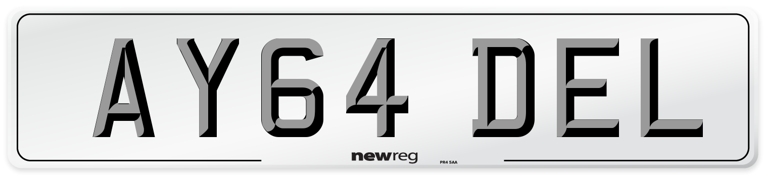 AY64 DEL Number Plate from New Reg